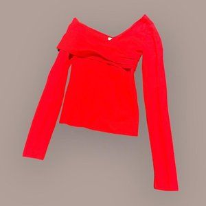 Red Hm Off The Shoulder Shirt